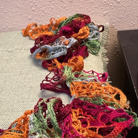 Multi-colored Crochet Ruffled Scarf - Picture 7 of 16